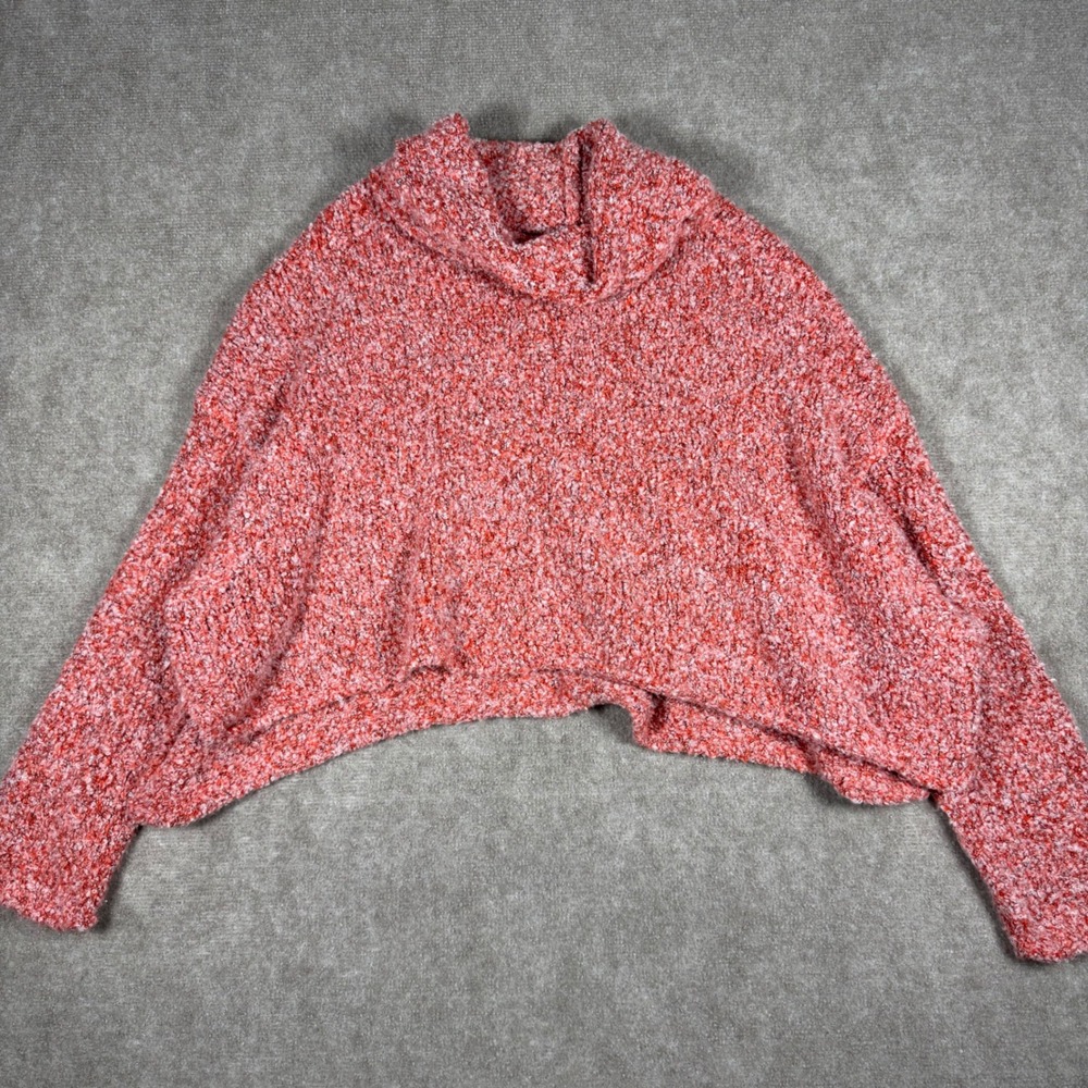 Free People BFF Cowl‎ Neck Sweater Size Large Soft Orange Marled Cropped Slouchy